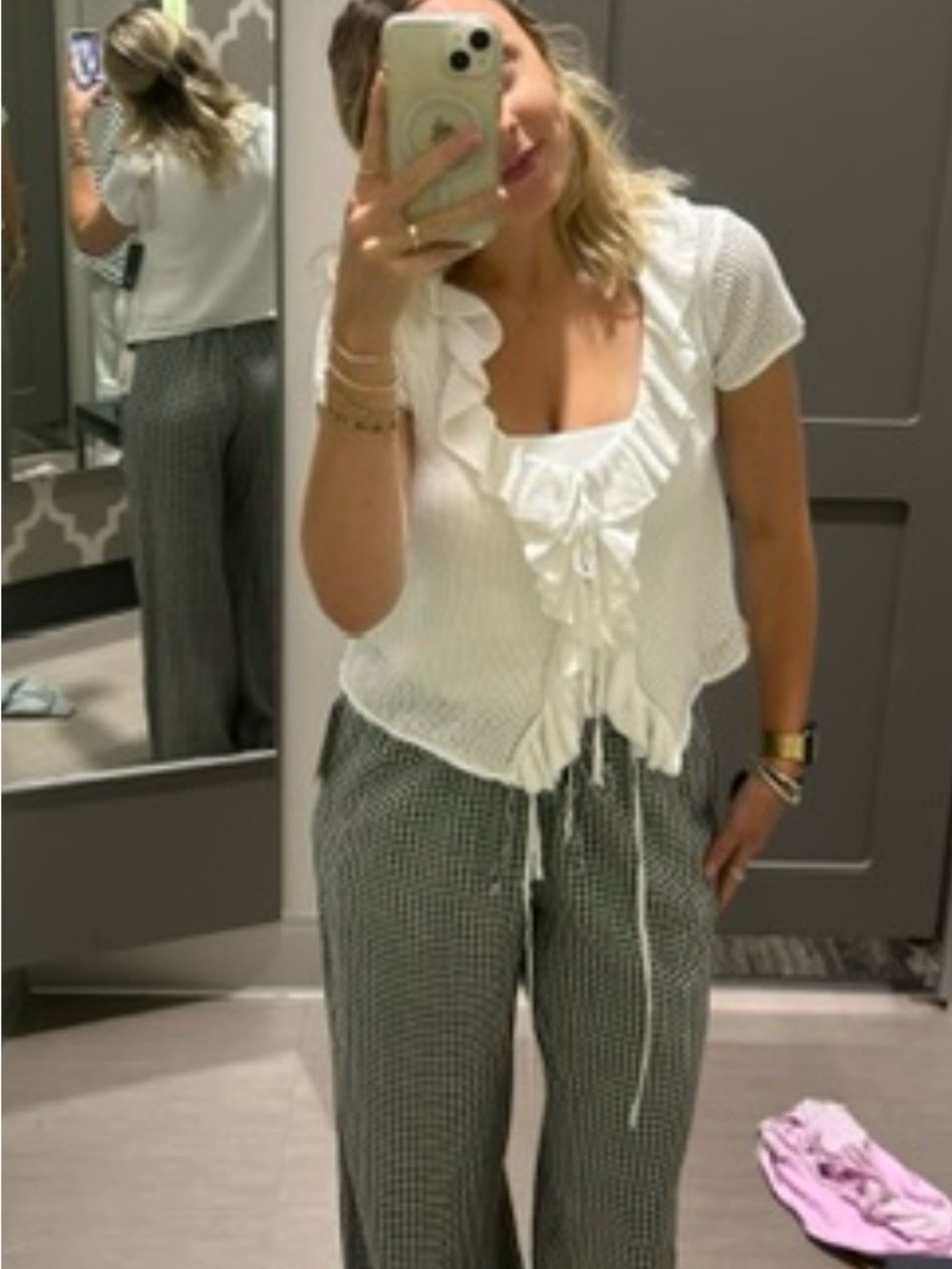 a new day Black and White Gingham Wide-Leg Trousers * white blouse NOT INCLUDED